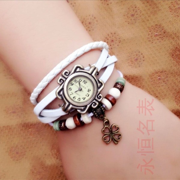 韓版女士手表時尚潮流學生清新韓版復古簡約情侶皮帶手鏈石英手表