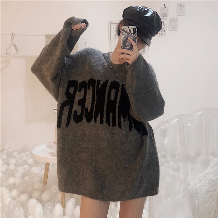 ins超火毛衣女2018新款秋冬裝韓版學生慵懶風顯瘦套頭長袖針織衫